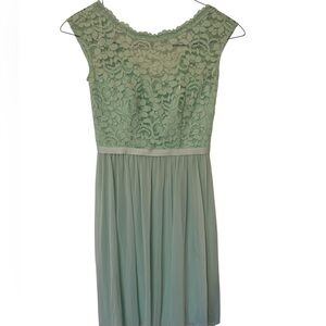 David's Bridal Lace Midi Dress in Soft Green